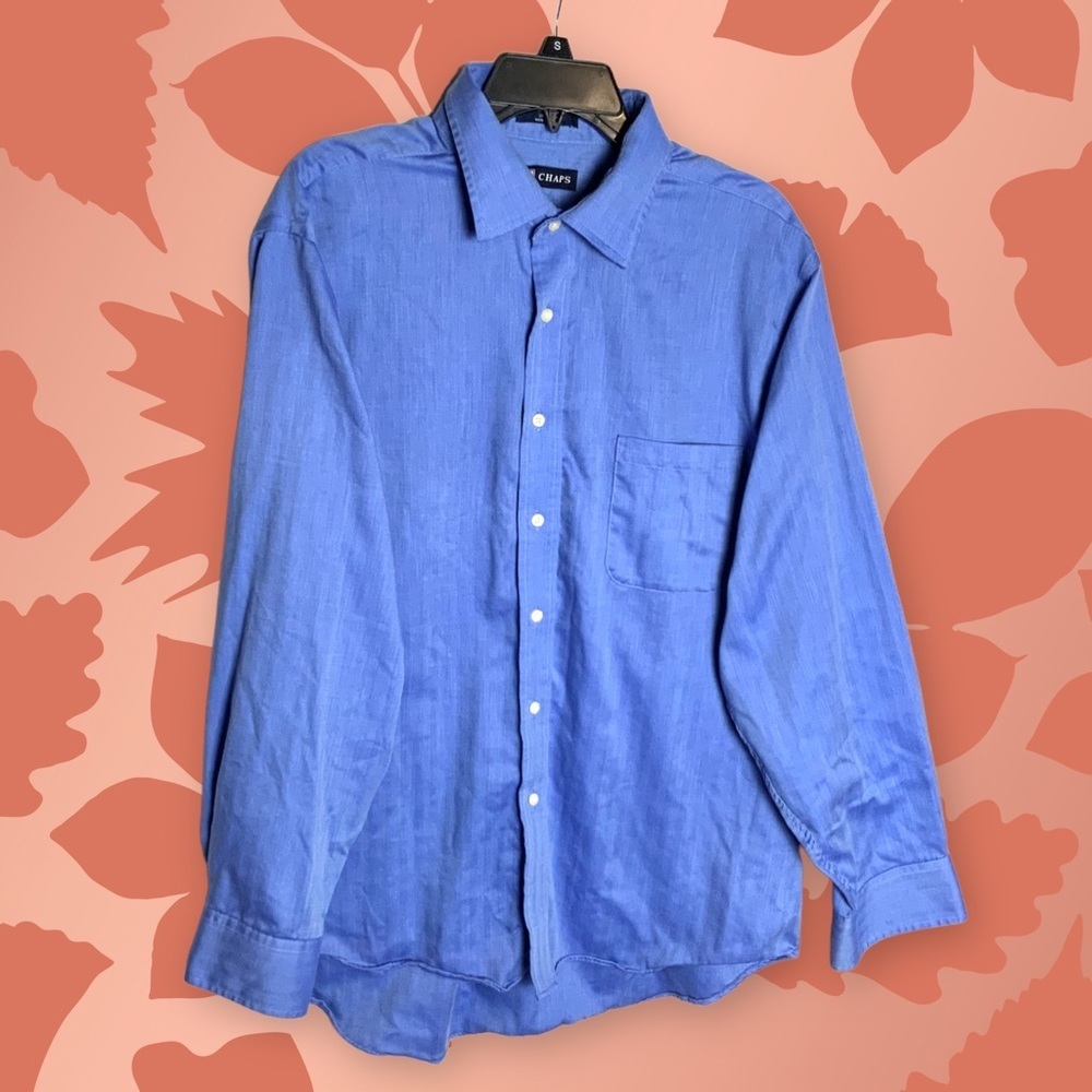 Chaps Blue Textured L/S Collared Shirt Men XL 17-17.5/ 34/35